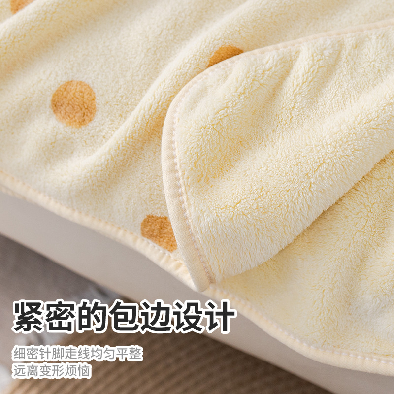 1005068 兒童可愛撞色小波點珊瑚絨浴巾斗篷披風 第 5 張