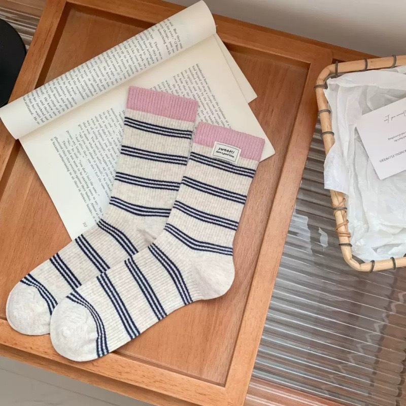 1005072 少女秋日復古可麗露條紋布標中筒襪 六雙組 第 9 張