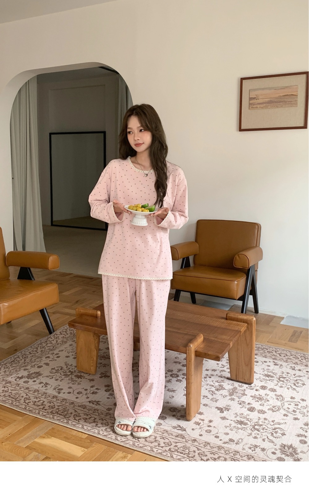 1012008 韓系少女花邊小印花奶fufu寬鬆居家服套裝 第 4 張
