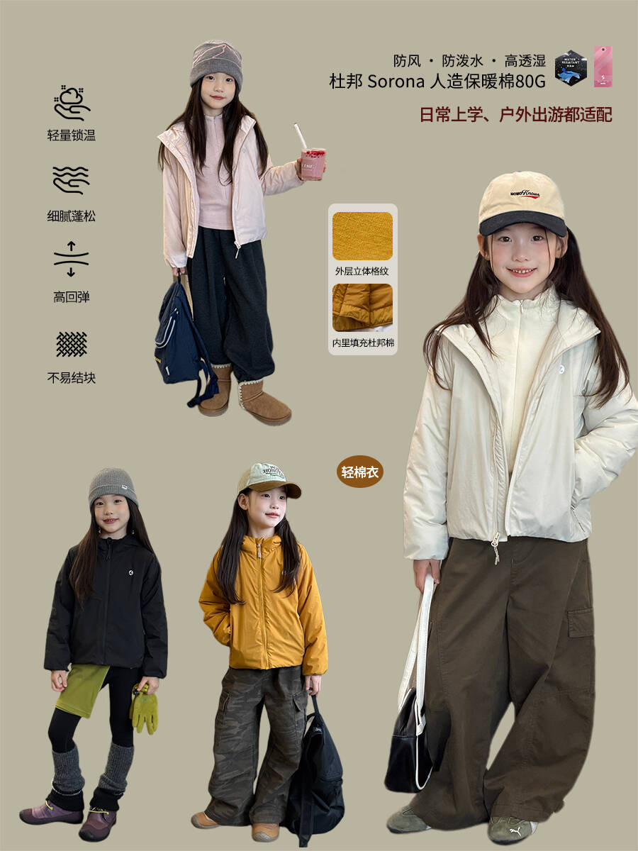 1012035 中大童秋冬新款杜邦棉輕盈鎖溫高防風防水棉衣外套 第 2 張