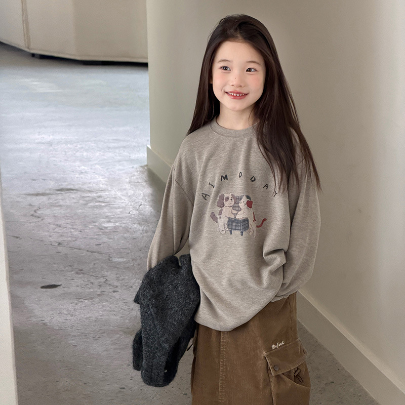 1012036 中大童莫蘭迪色北歐風印花寬鬆薄長袖TEE 第 9 張