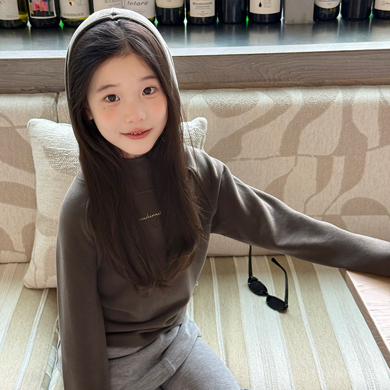 1012037 少女中大童韓系高質感超細絨中高領連帽修身保暖TEE 第 5 張