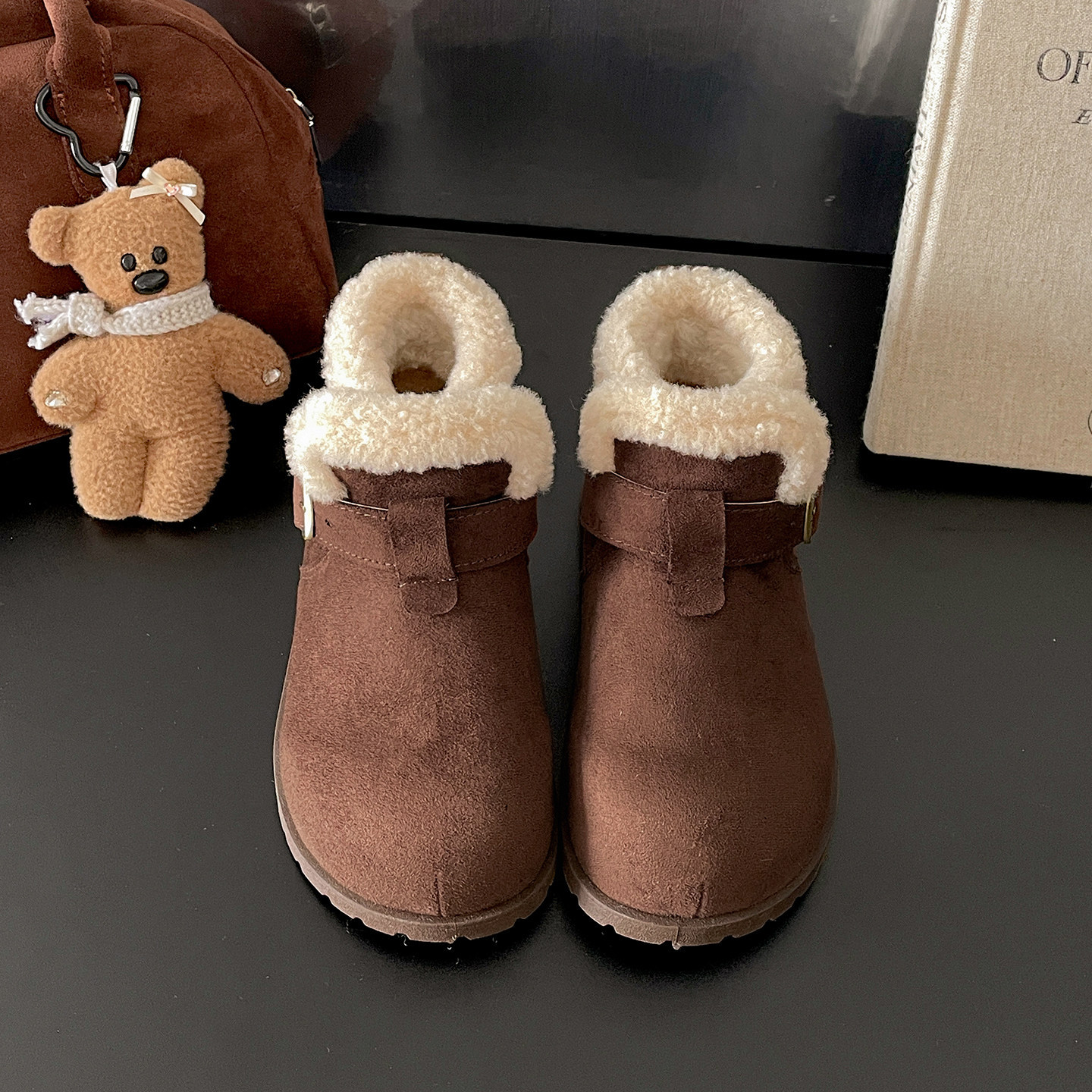 1012048 少女甜美羊羔絨英倫風復古小短靴雪地靴 第 7 張