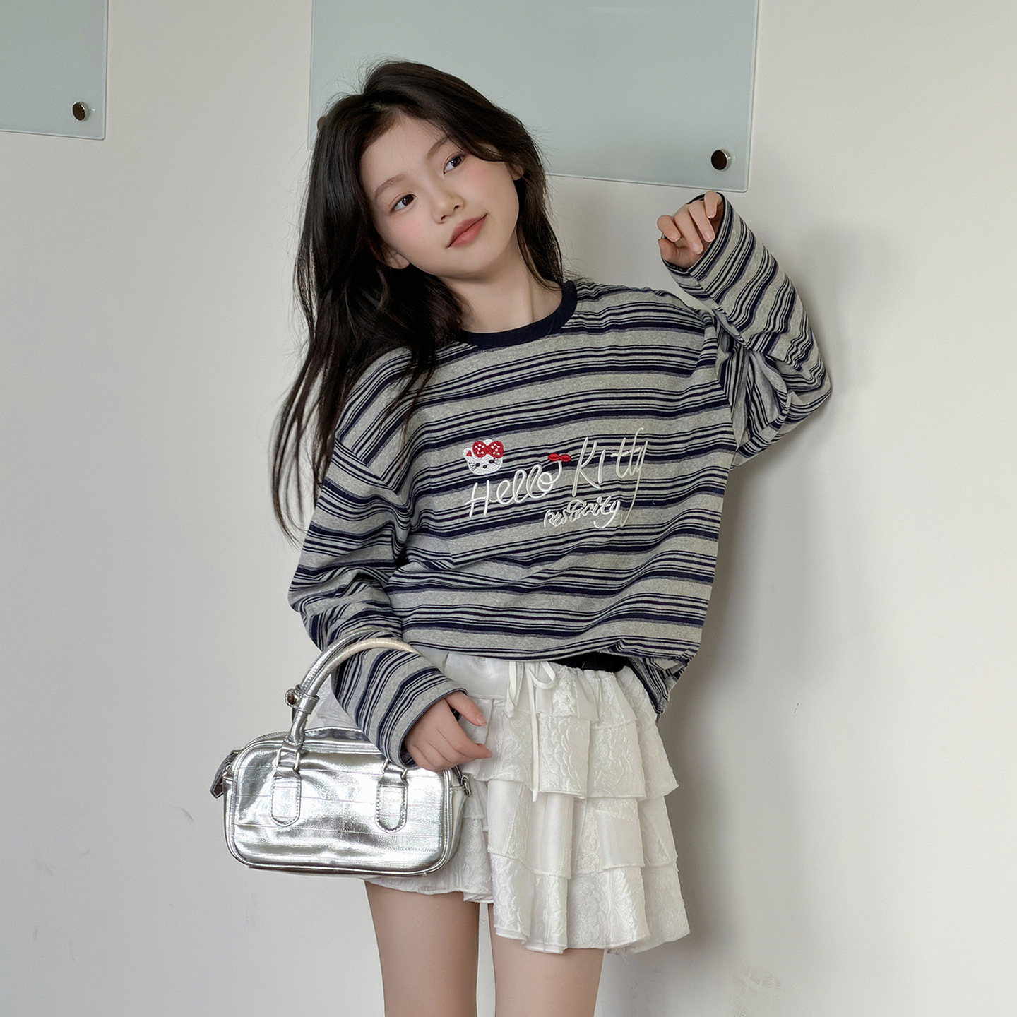 1012061 少女中大童日系氣質甜美條紋KT寬鬆TEE 第 6 張