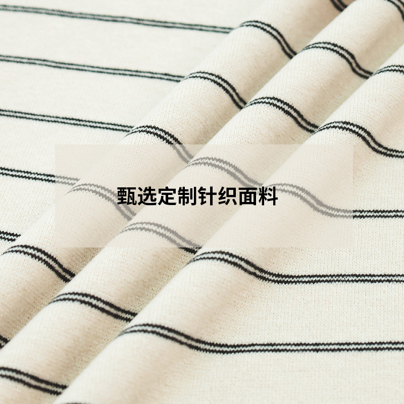 1019006 韓系秋款女士顯瘦慵懶風條紋撞色圓領針織長袖TEE 第 5 張