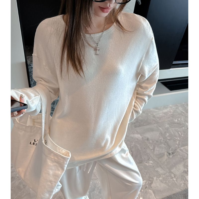 1019045 韓系女士chill寬鬆純色落肩高階感內搭上衣 第 8 張