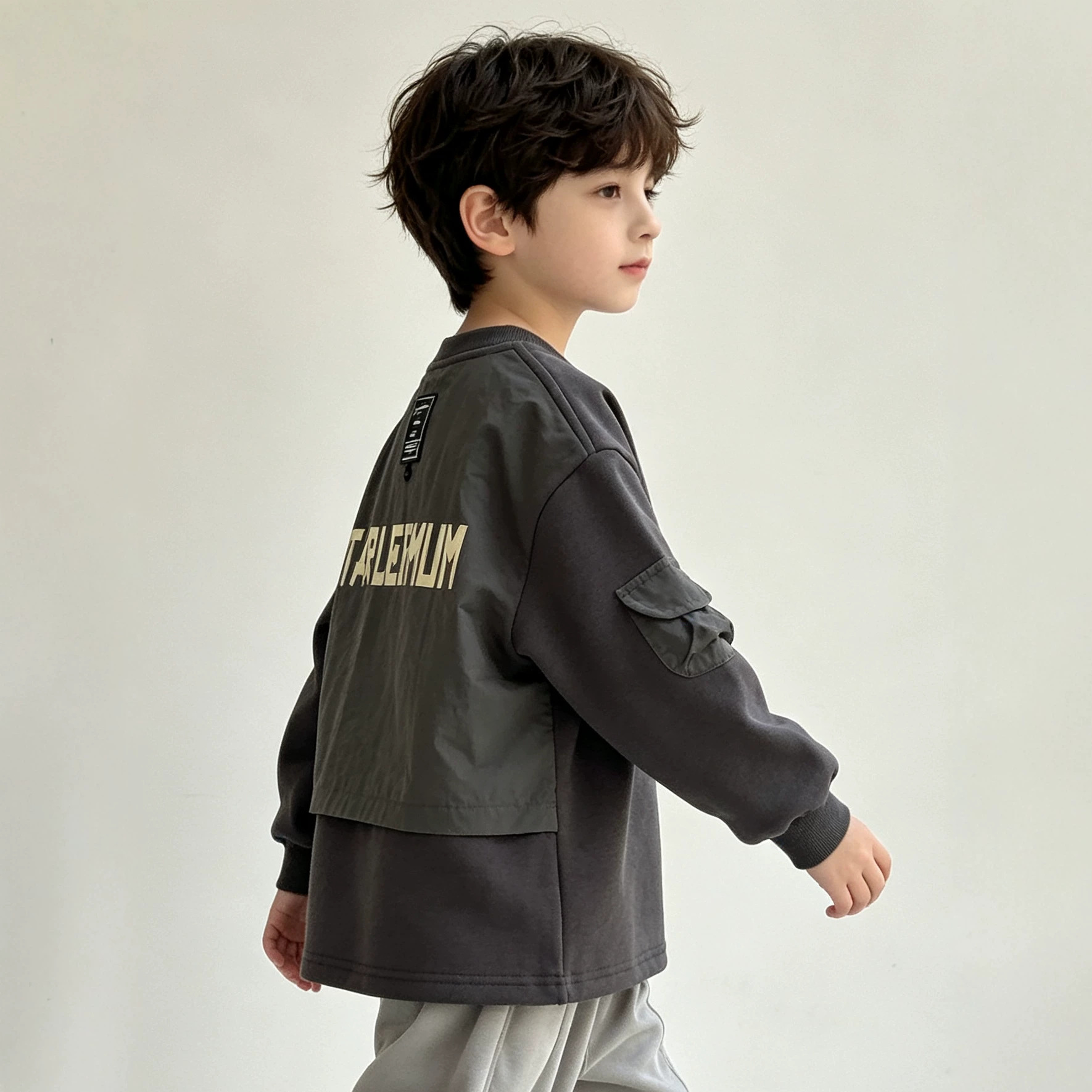 1019050 韓系少年中大童大口袋撞色假兩件圓領大學TEE 第 9 張