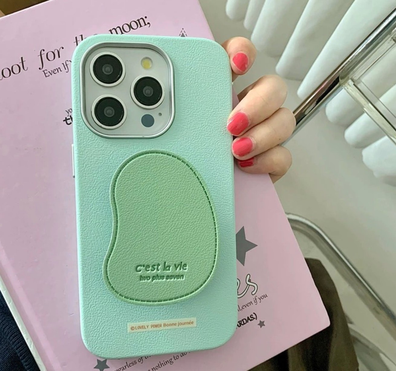 1019056 秋冬超美莫蘭迪仿皮iPhone手機殼+支架 第 4 張