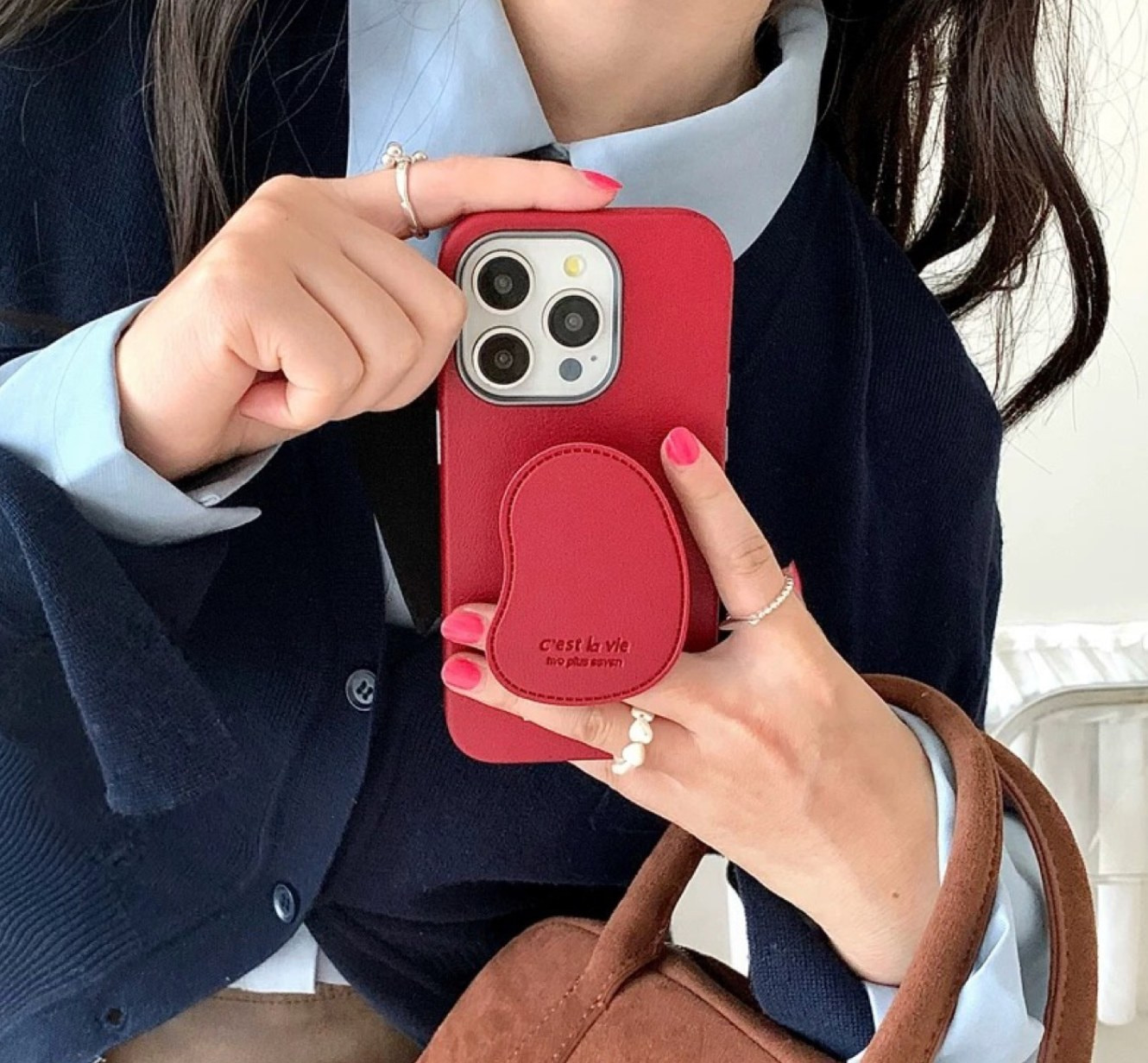 1019056 秋冬超美莫蘭迪仿皮iPhone手機殼+支架 第 5 張