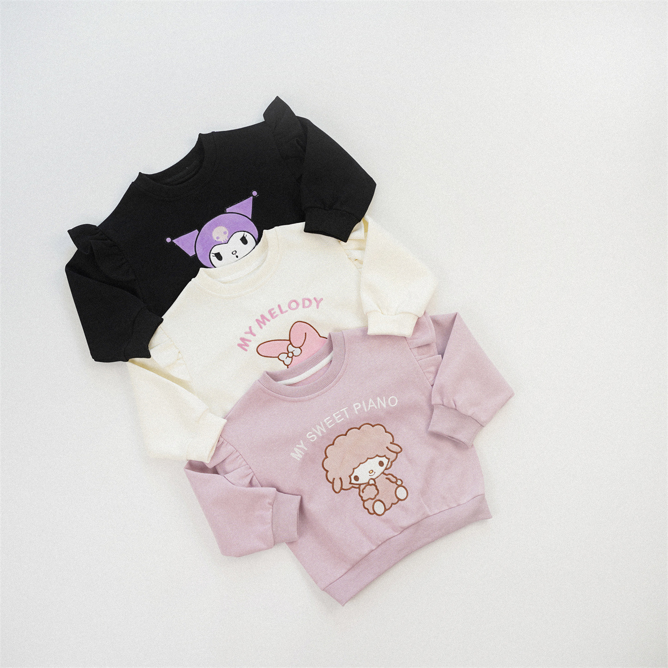 1019062 日系超甜美荷葉袖女童卡通造型寬鬆TEE 第 4 張
