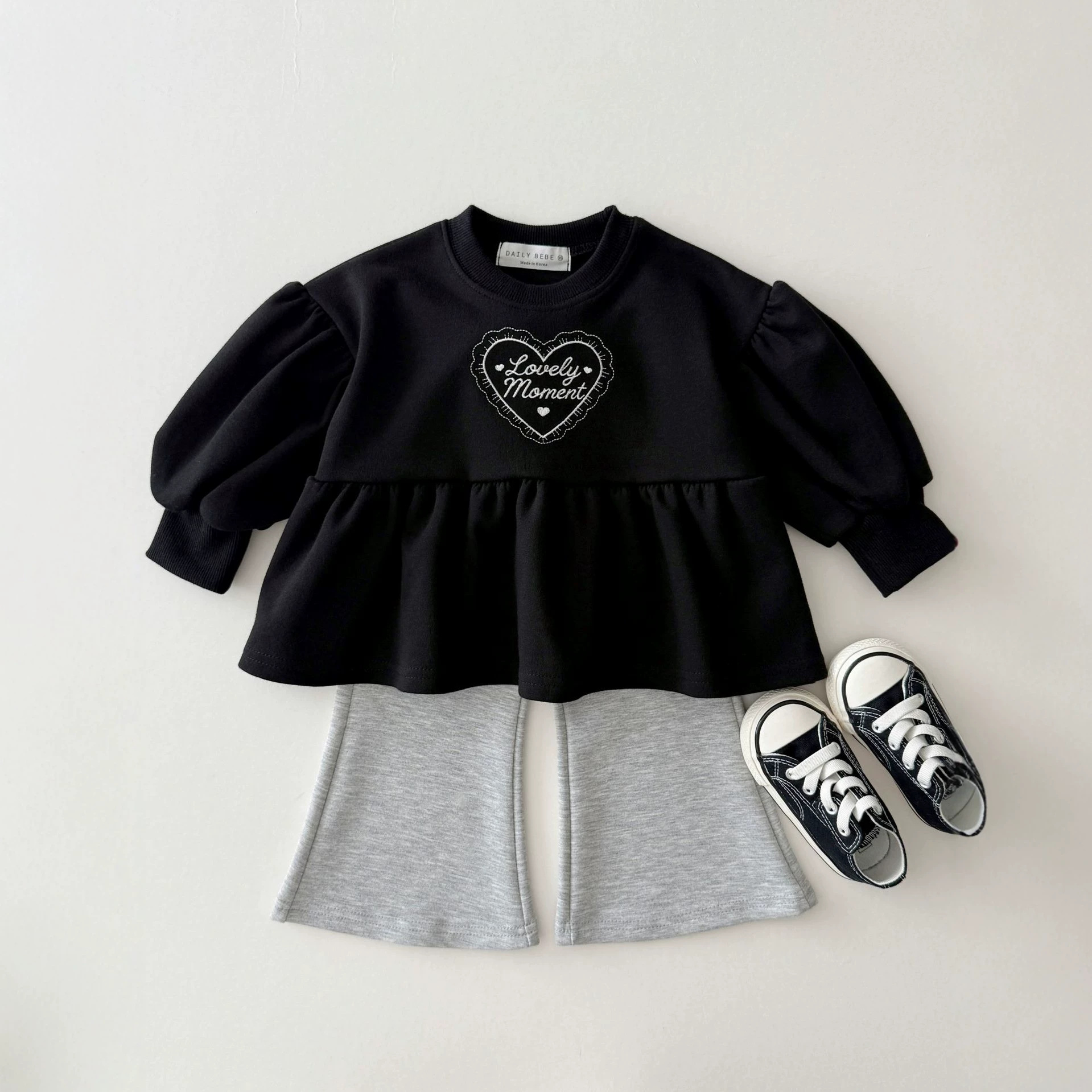 1019063 韓系女童甜美風刺繡泡泡袖拼接寬鬆TEE 第 7 張