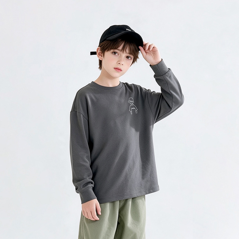 1019073 日系少年中大童手繪人物磨毛加厚長袖TEE 第 15 張