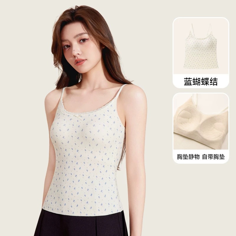 1026009 少女小碎花保暖彈性吊帶Bra背心 第 7 張