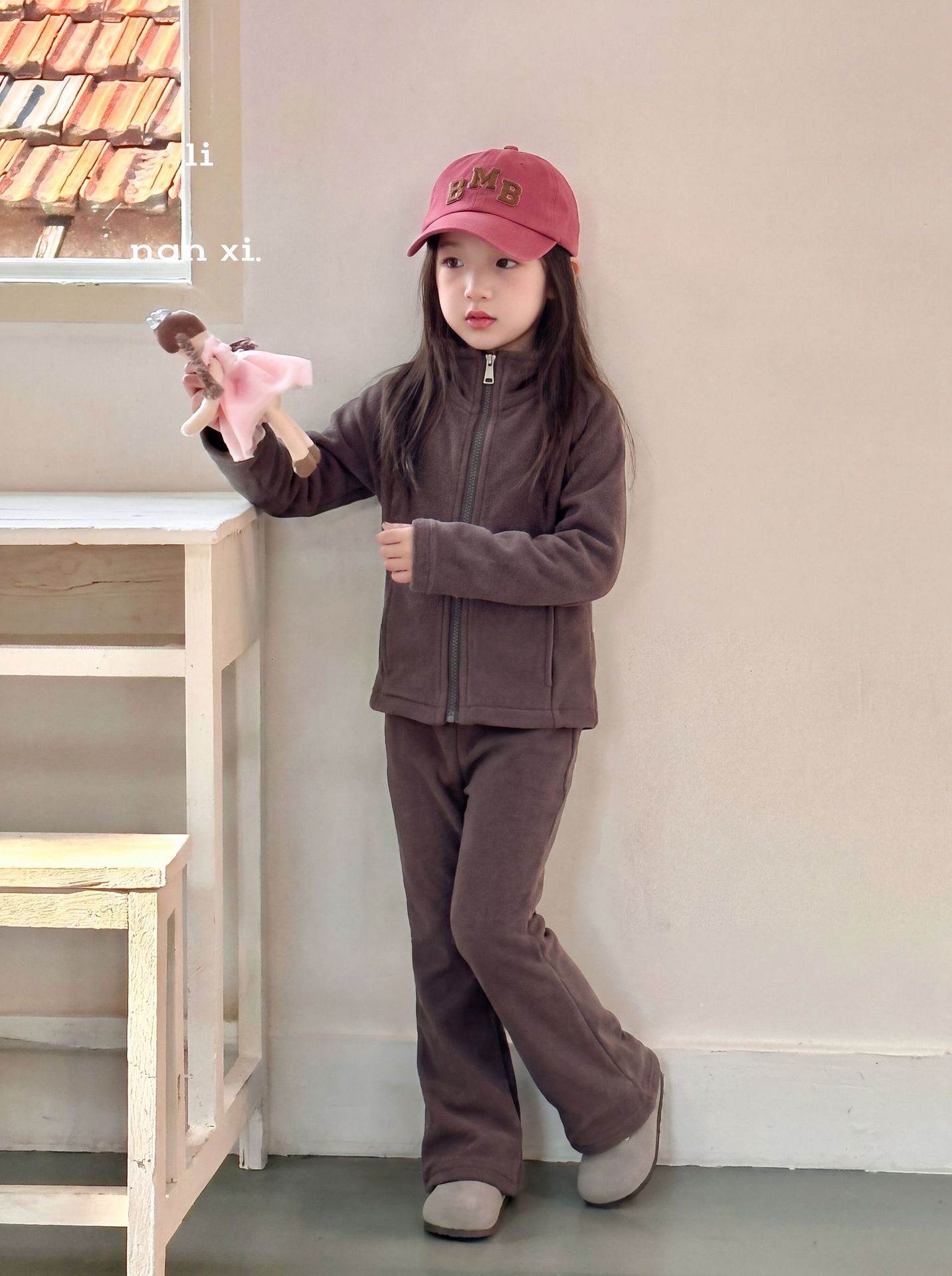1026019 韓系女童修身保暖秋冬棉絨感拉鍊立領外套長褲套裝 第 17 張