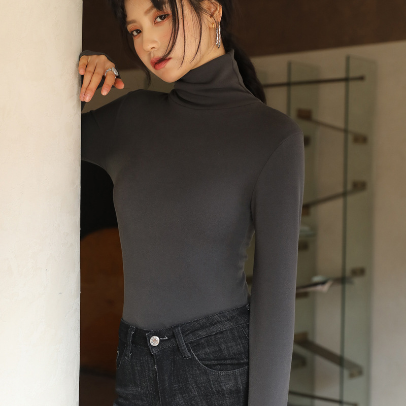 1026022  韓系秋冬女士保暖德絨高領堆堆領純色基礎款內搭TEE 第 12 張