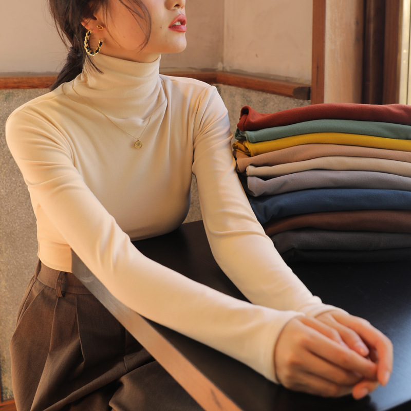 1026022  韓系秋冬女士保暖德絨高領堆堆領純色基礎款內搭TEE 第 6 張