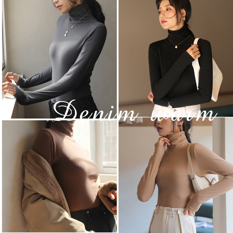 1026022  韓系秋冬女士保暖德絨高領堆堆領純色基礎款內搭TEE 第 7 張