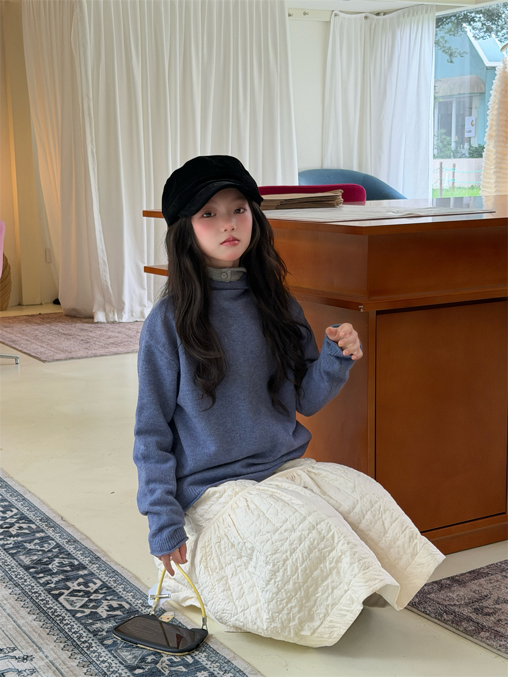 1026025 少女韓系小眾設計廓形剪裁連帽針織上衣 第 12 張