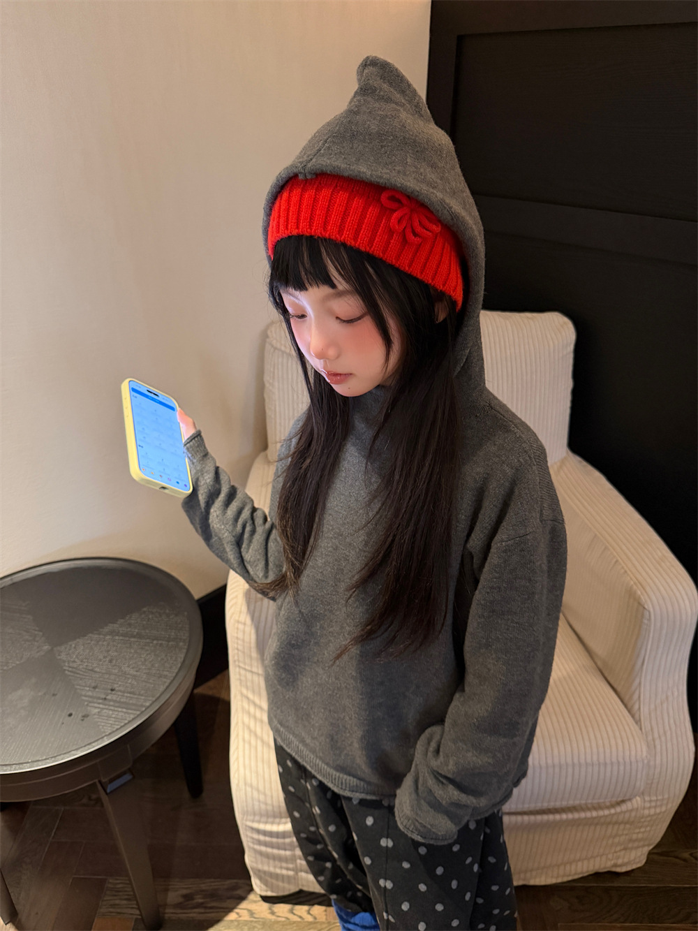 1026025 少女韓系小眾設計廓形剪裁連帽針織上衣 第 21 張