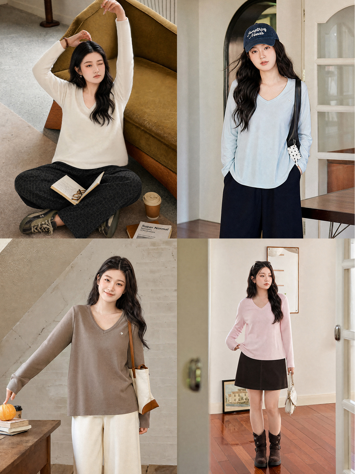 1026029 棉花糖女孩秋冬寬鬆chicV領寬鬆顯瘦自發熱德絨TEE 第 5 張