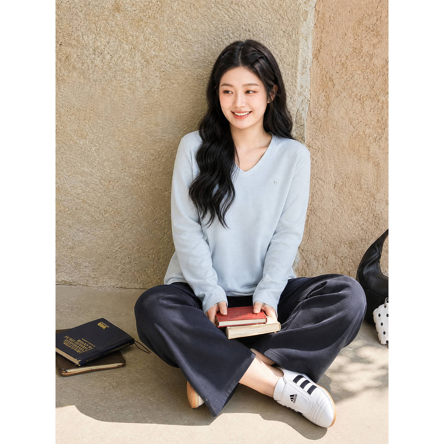 1026029 棉花糖女孩秋冬寬鬆chicV領寬鬆顯瘦自發熱德絨TEE 第 7 張