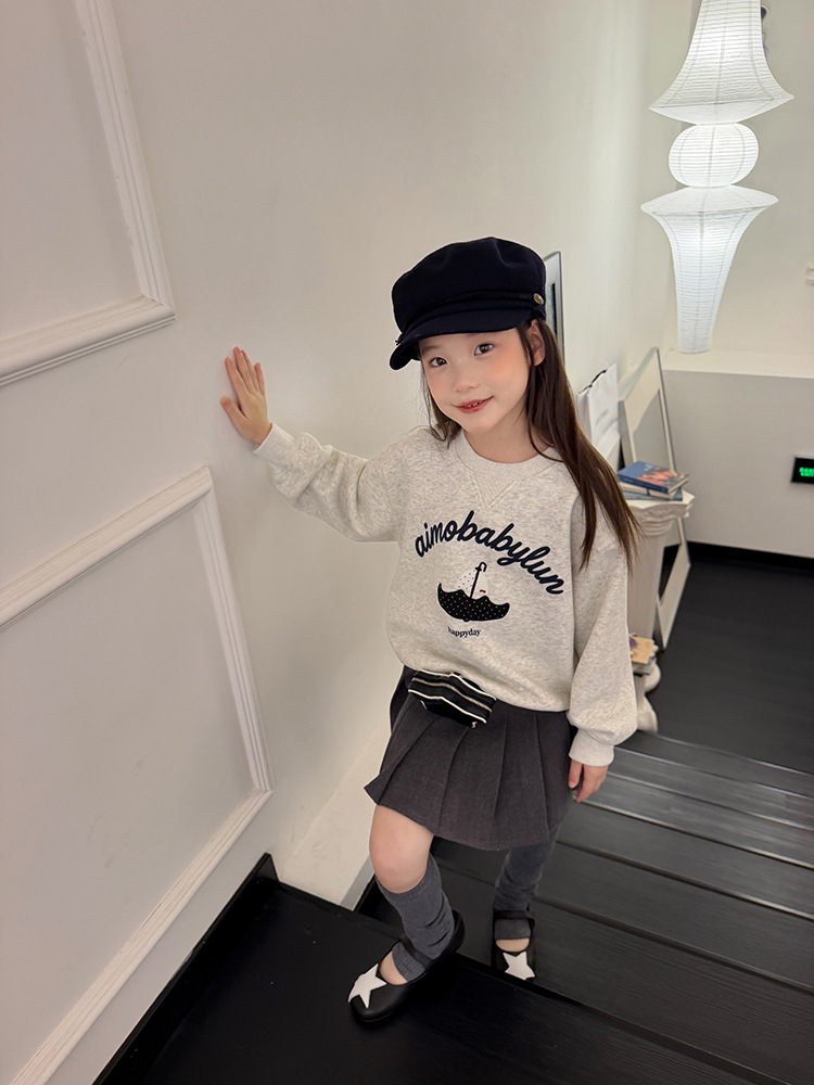 1026031 少年少女中大童秋冬保暖加絨個性寬鬆圓領大學TEE 第 2 張
