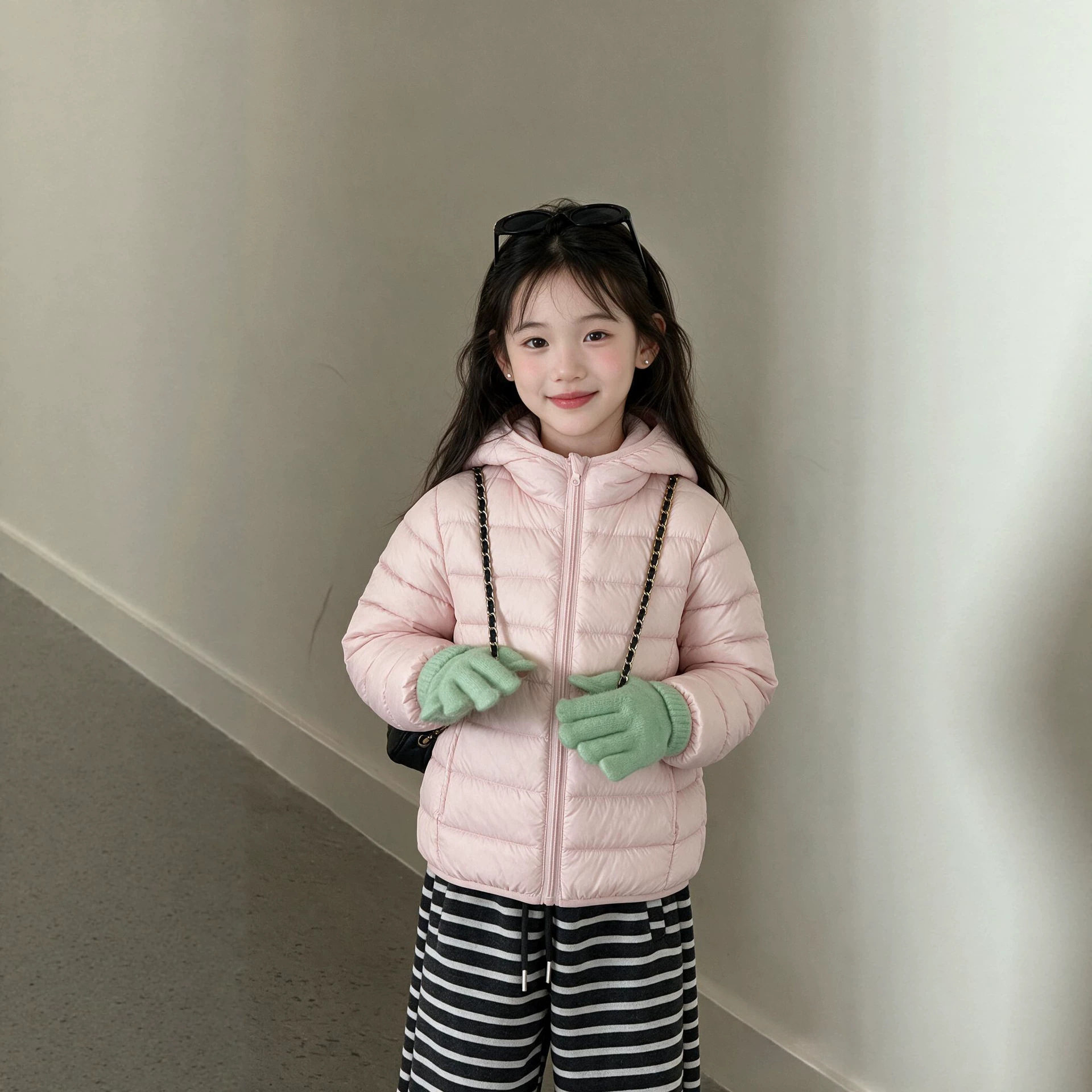 1026041 少年少女中大童日系基礎款輕薄型白鴨絨保暖外套 第 4 張