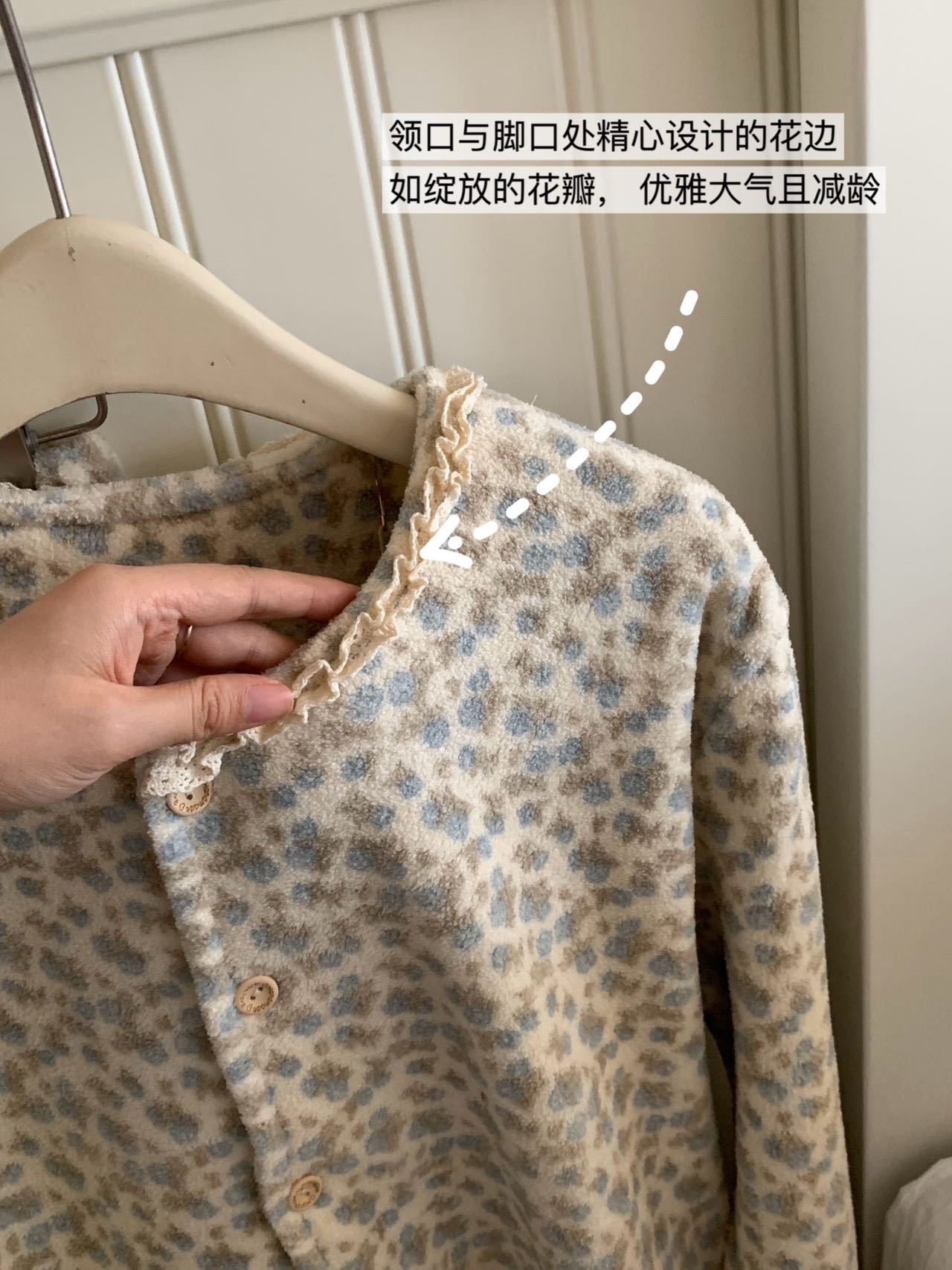 1026044 韓系復古小花秋冬軟絨保暖居家套裝 第 6 張