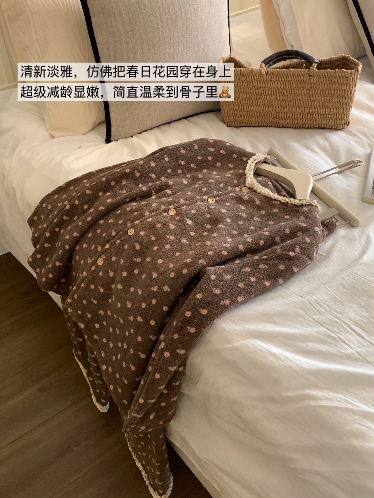 1026044 韓系復古小花秋冬軟絨保暖居家套裝 第 8 張