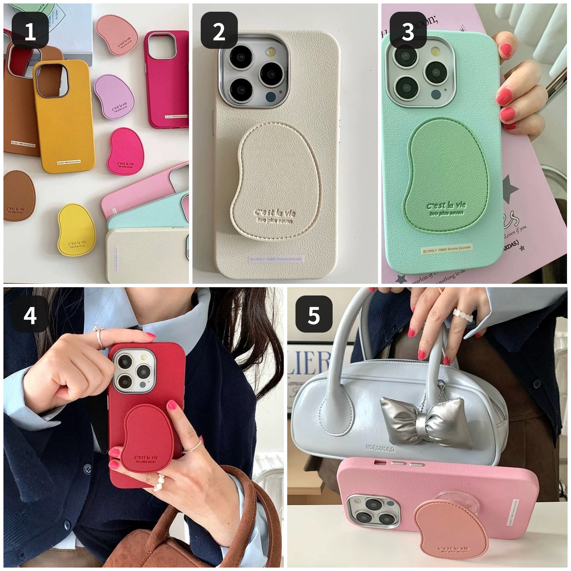 1019056 秋冬超美莫蘭迪仿皮iPhone手機殼+支架 第 1 張